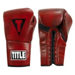 New Products 16 TITLE Boxing Blood Red Leather Sparring Gloves