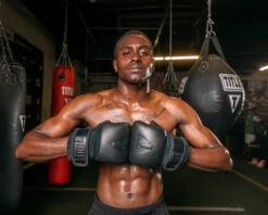 TITLE Black Old School Leather Pro Bag Gloves -ADIDAS || Nike Sales bktbg bk 3