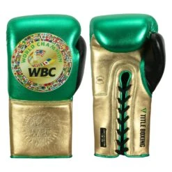 WBC By TITLE Boxing Green Belt Sparring Gloves -ADIDAS || Nike Sales wgbsg gn gd bk 1 1
